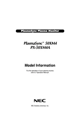 NEC PlasmaSync 50XM4 Справочник Пользователя