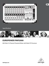Behringer Europower PMP2000 Spezifikationenblatt