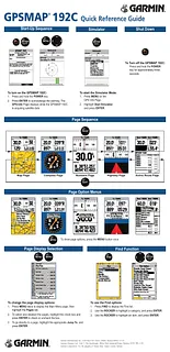 Garmin 192c Quick Reference Card