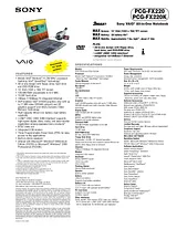 Sony PCG-FX220K Specification Guide