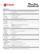 Canon PowerShot SX540 HS Guide De Spécification
