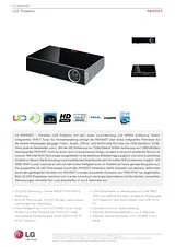 Lg Electronics PA1000T DLP Projector, ANSI lumen 1000 lm, , 100000 : 1, 30000 hrs, Black PA1000T.AEU Data Sheet