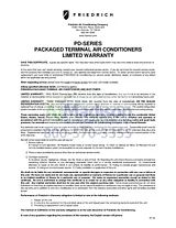 Friedrich PDH07R3SG Warranty Information