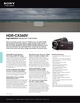 Sony HDR-CX360E Specification Guide