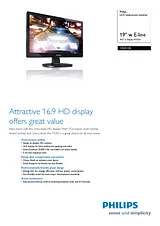 Philips LCD widescreen monitor 192E1SB 192E1SB/05 Dépliant