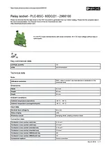 Phoenix Contact Relay socket PLC-BSC- 60DC/21 2966100 2966100 Data Sheet