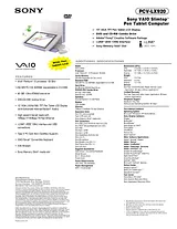 Sony PCV-LX920 Specification Guide