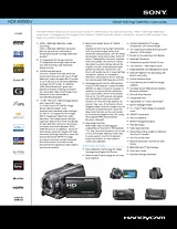 Sony HDR-XR500 Specification Guide