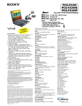 Sony PCG-FX390K Specification Guide