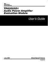 Texas Instruments TPA2005D1 Evaluation Module TPA2005D1EVM TPA2005D1EVM Hoja De Datos