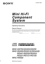 Sony MHC-RG555 Manual Do Utilizador