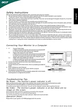 Acer G245HQ Anleitung Für Quick Setup