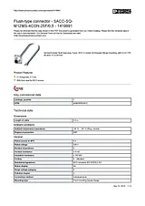 Phoenix Contact 1419991 SACC-SQ-M12MS-4CON-25F/0,5 M12 Sensor / Actuator Build-in Plug Connector 1419991 Ficha De Dados