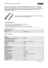 Phoenix Contact Sensor/Actuator cable SAC-4P-M12MS/10,0-PUR SH 1694389 1694389 Data Sheet