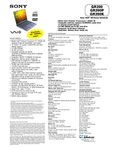 Sony PCG-GR390K Specification Guide