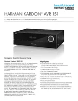 Harman/Kardon AVR 151 AVR 151/230 데이터 시트