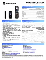 Motorola maxx V6 Guia De Especificação