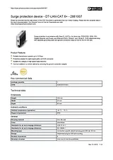 Phoenix Contact Overvoltage protection for sub-distribution Inter-connector LAN CAT6 RJ45 Black-grey IP20 2881007 Data Sheet