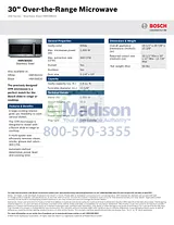 Bosch HMV3052UX Product Datasheet