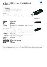V7 Slide-In USB 3.0 Flash Drive 32GB black VU332GDR-BLK-2E Scheda Tecnica