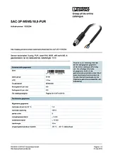 Phoenix Contact Sensor/Actuator cable SAC-3P-M5MS/10,0-PUR 1530294 1530294 Data Sheet