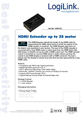 LogiLink Video Repeater HDMI HD0101 Fiche De Données