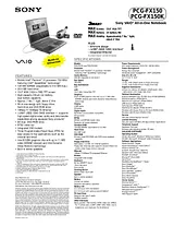 Sony PCG-FX150 Guide De Spécification
