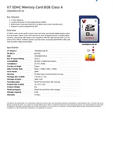 V7 SDHC Memory Card 8GB Class 4 VASDH8GCL4R-2E Prospecto