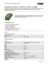 Phoenix Contact Distributed I/O device FLS DN M12 DI 8 M12 2736068 2736068 Data Sheet