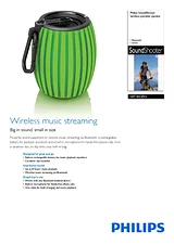 Philips wireless portable speaker SBT30GRN SBT30GRN/00 Leaflet