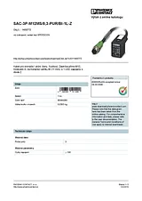 Phoenix Contact Sensor/Actuator cable SAC-3P-M12MS/0,3-PUR/BI-1L-Z 1400772 1400772 データシート