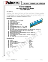 Kingston Technology KHX1800C8D3/1G Data Sheet