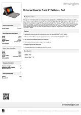 Kensington Universal Case for 7 and 8” Tablets — Red K97342WW Leaflet