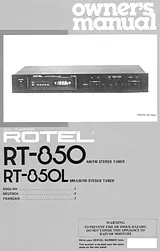 Rotel RT-850 Manuel D’Utilisation