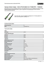 Phoenix Contact Sensor/Actuator cable SAC-3P-M12MS/ 0,6-170/M 8FS 1538403 1538403 数据表