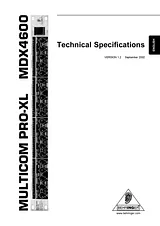 Behringer Multicom Pro-XL MDX4600 Specification Sheet
