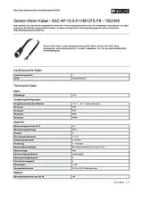 Phoenix Contact Sensor/Actuator cable SAC-4P-10,0-511/M12FS FB 1552450 1552450 Data Sheet