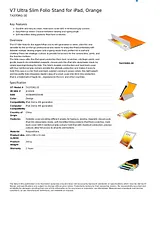 V7 Ultra Slim Folio Stand for iPad, Orange TA37ORG-2E Merkblatt