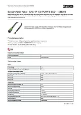 Phoenix Contact Sensor/Actuator cable SAC-4P- 5,0-PUR/FS SCO 1536308 1536308 Data Sheet
