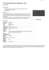 V7 Slim Multimedia Keyboard - DE KM0Z1-5E2P Folheto