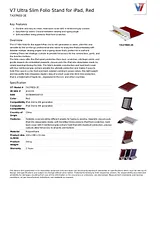 V7 Ultra Slim Folio Stand for iPad, Red TA37RED-2E Hoja De Datos