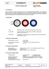 Lappkabel 0023114 ÖLFLEX® SOLAR XLS Solar Photovoltaic PV Cable, 1 x 6 mm², Black, Red Sheath 0023114 Data Sheet