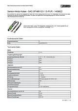 Phoenix Contact Sensor/Actuator cable SAC-3P-M8Y/2X 1,5-PUR 1458622 1458622 Data Sheet