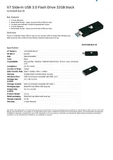 V7 Slide-In USB 3.0 Flash Drive 32GB black VU332GDR-BLK-2E Merkblatt