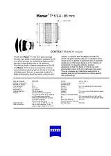 Carl Zeiss Otus 85 mm f/ 1.4 Lens Manual Técnico