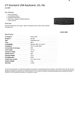 V7 Standard USB Keyboard, US / NL KC0D1-5E8P Dépliant