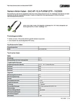 Phoenix Contact Sensor/Actuator cable SAC-8P-10,0-PUR/M12FR 1522655 1522655 Data Sheet