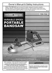 Harbor Freight Tools 6 Amp Heavy Duty Variable Speed Portable Band Saw Product Manual