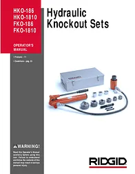 Rigid Industries Ridgid Hydraulic Knockout Sets HKO-186 Manual Do Utilizador
