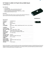 V7 Slide-In USB 3.0 Flash Drive 8GB black VU38GDR-BLK-2E Dépliant